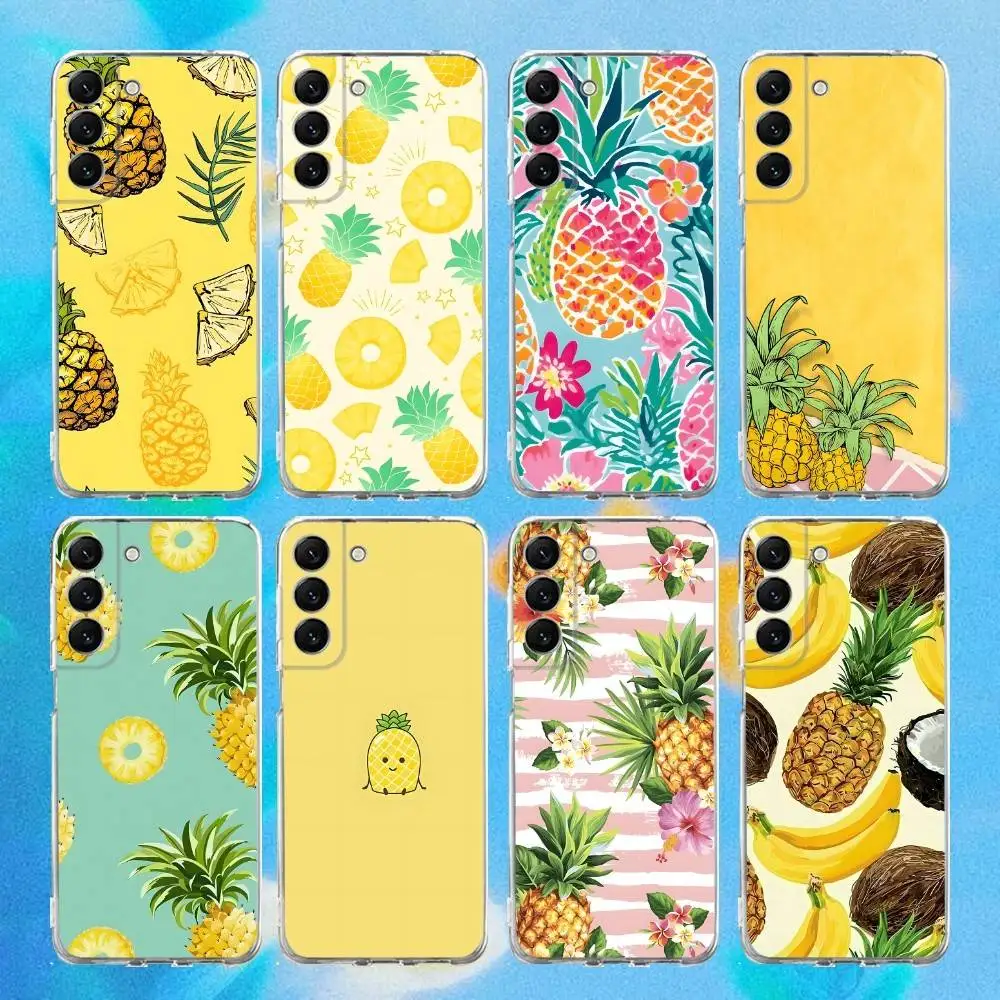 

Pineapple Summer Friut Phone Case Silicone For Samsung S25,S23,21,22,20 Ultra,S20 FE lite,S10,9,PIus Note20ultra Cover Clear