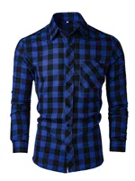 Camisa a cuadros con solapa de manga larga para ocio nueva primavera y otoño para hombre