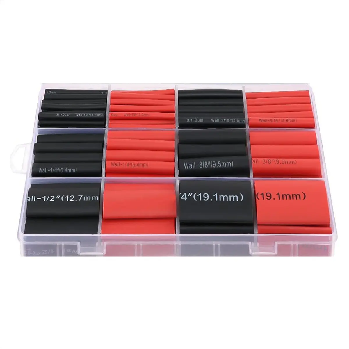 MALL 220PCS 3:1 Heat Shrink Tubing Kit, Adhesive Lined Marine Grade Shrink Wrap - 1.75in Length 6 Size 1/8in-3/4in