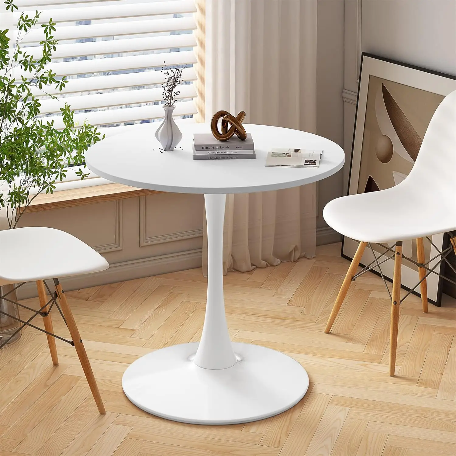 Metal Base Pedestal Table Tulip Table Kitchen Table for 2-4 Person, Small Space Home