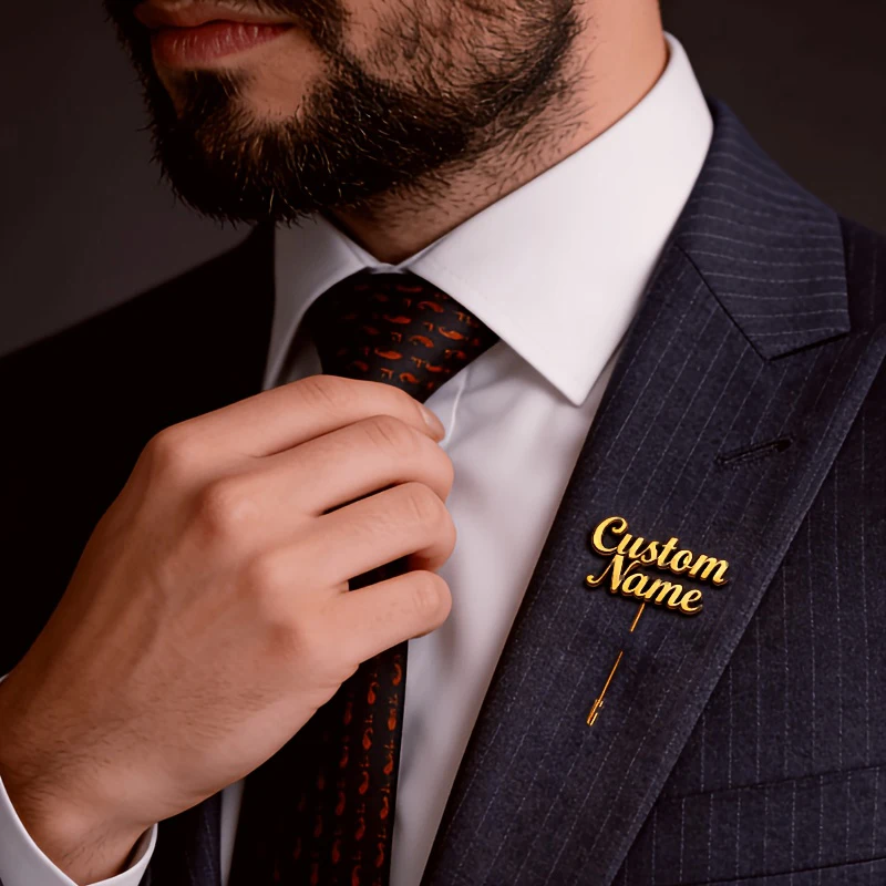 Custom Stainless Steel Lapel Pin Broches Customized Personalized Name Tags Photo Badge Suit Pins For Man Logo Brooch With Name
