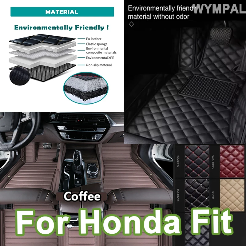 

Luxury Protective Floor Mats Car For Honda Fit Jazz Hybrid GP5 GP6 2014~2020 Waterproof Floor Mat Car mats full set interior