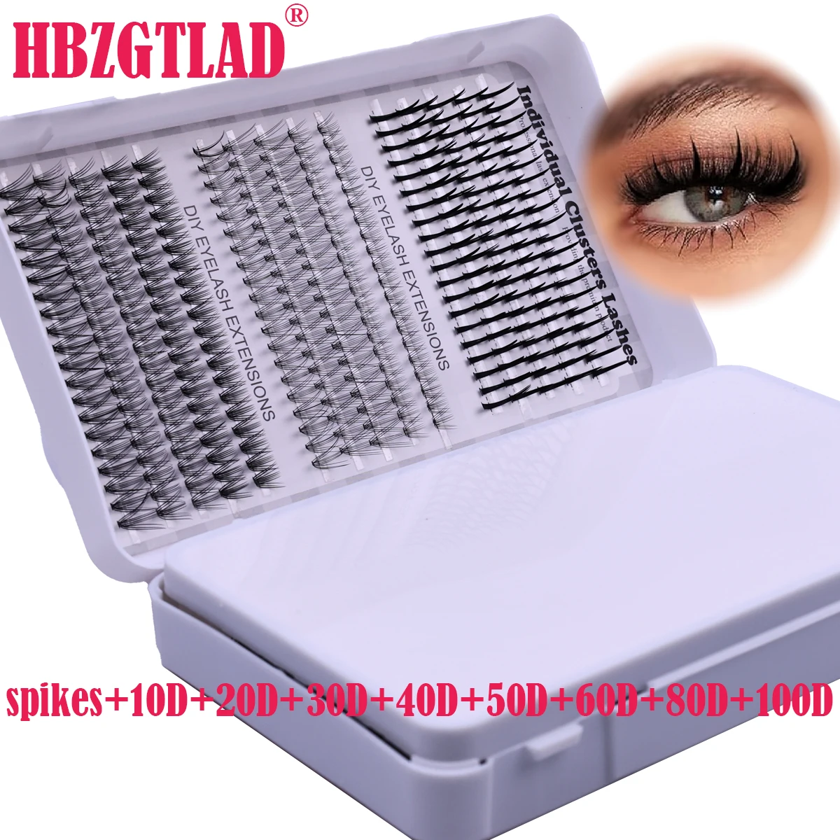 45rows 880 Cluster Lash Extensions 10D-100D with Lash Peaks, Fine Lash Groups, Sponge Individual Lash Groups Spikes Makeup