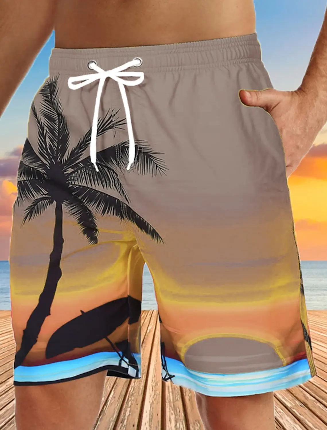 Men\'s Board Shorts Swim Shorts Bermuda shorts Beach Shorts Drawstring 3D Print Graphic Coconut Tree Breathable Quick Dry Short