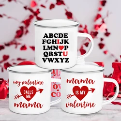 ABC I Love You Print Mug Valentine Party Juice Milk Cups Coffee Cup Camping Enamel Mugs Valentine's Day Gift for Family Friends