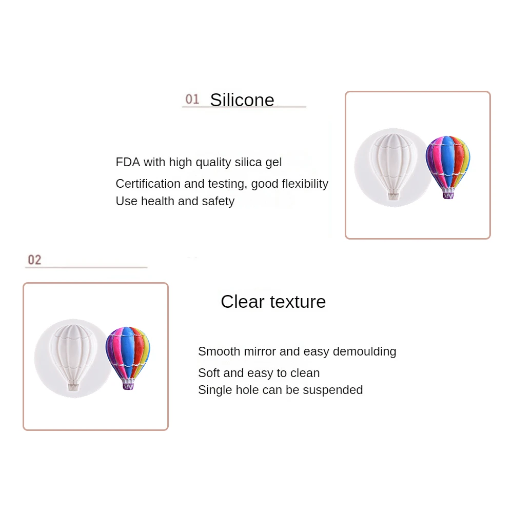 만화 뜨거운 공기 풍선 실리콘 몰드 퐁당 초콜릿 퍼지 케이크 장식 금형, 주방 설탕 공예 제빵기 짖는 도구