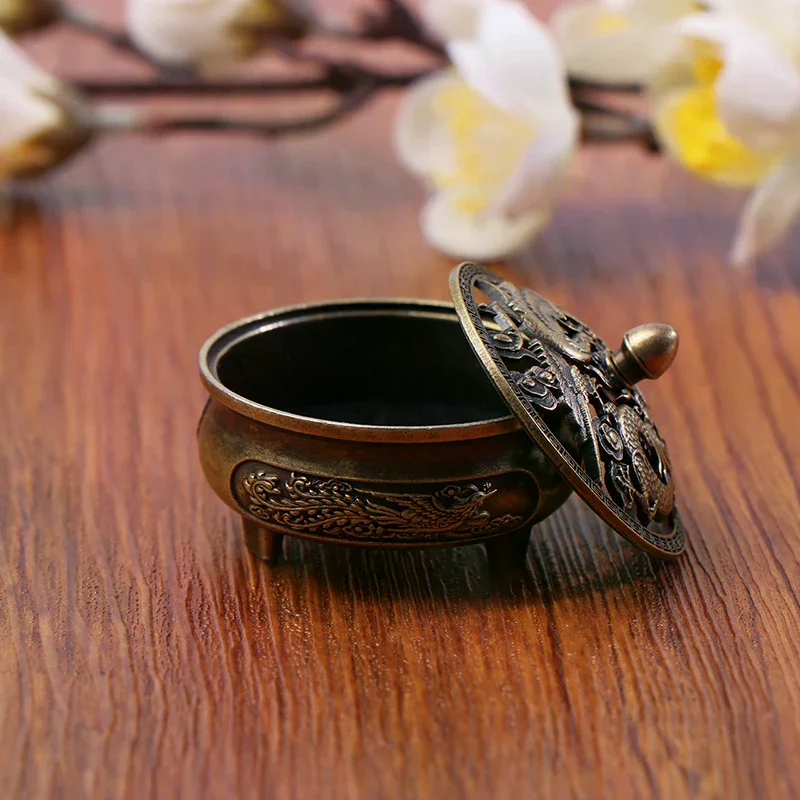 Alloy Antique Three-legged Aromatherapy Stove DIY Household Indoor Pan Incense Wire Incense Burner Tea Ceremony Decoration