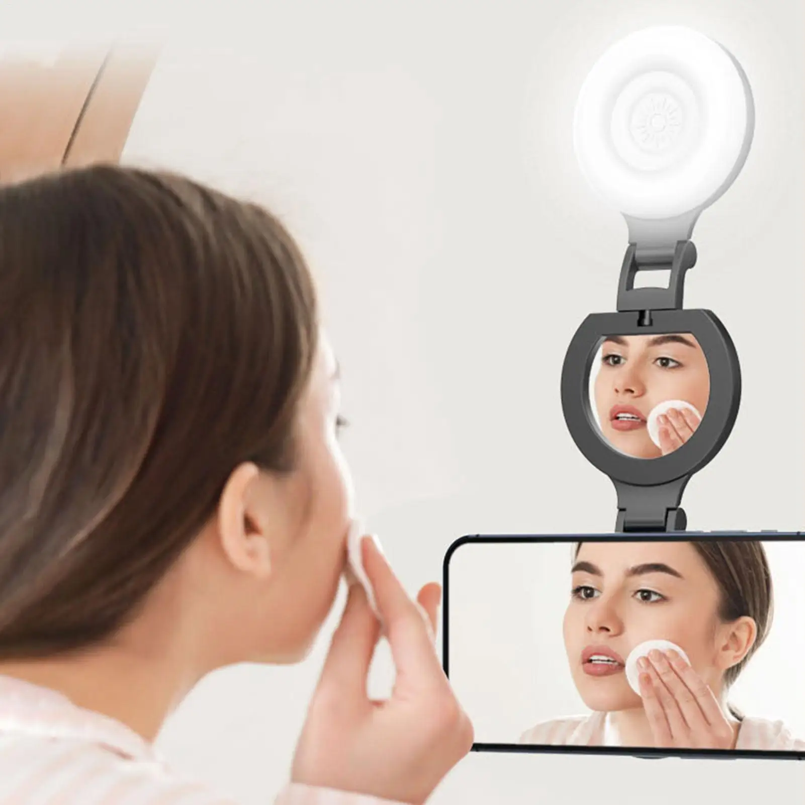 Magnetic Light For Phone Dimmable Soft Flashlight With Mirror Magnetic Beauty Selfie Light For Phones For Work Photography