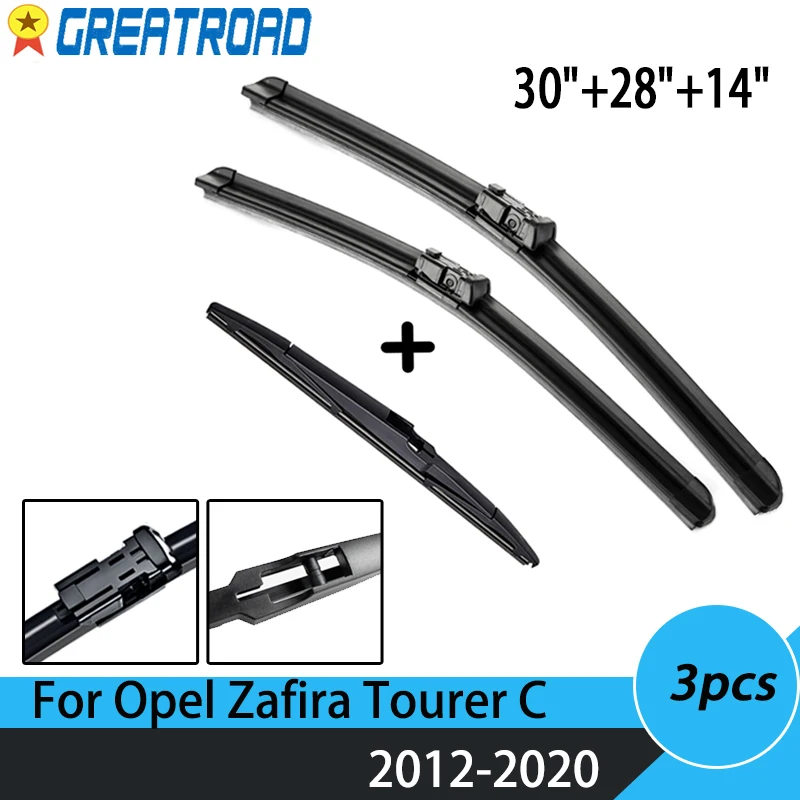 Wiper Front & Rear Wiper Blades Set For Opel Zafira Tourer C 2012 13 14 15 16 17-2020 Windshield Windscreen Window 30