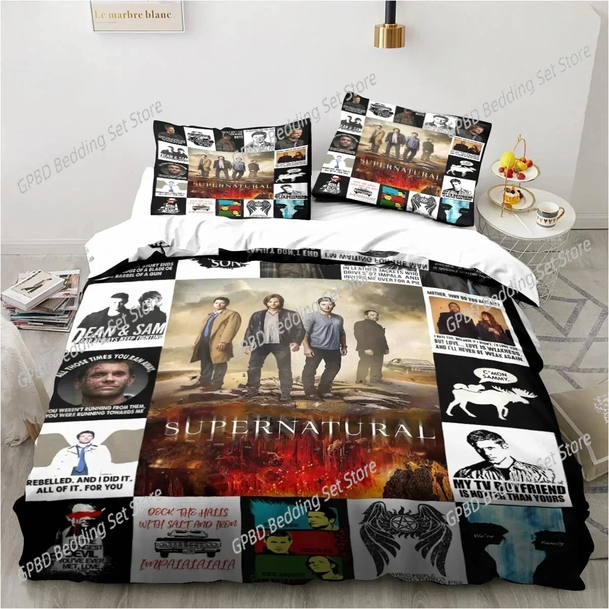 

Supernatural Logo 3D Bedding Set Duvet Cover Pillowcases Single Twin Full Queen King Size Home Decor Quilt Boys Gift
