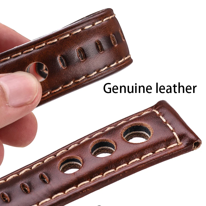 Vintage Cowhide Genuine Leather Watch Strap 20mm 22mm 24mm Fashion Pin Buckle Band Unisex Watchband