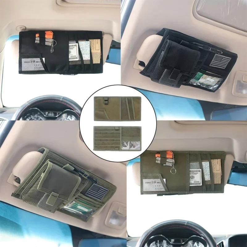 Molle Car Sun Visor Organizer Vehicle Truck Panel Auto Accessories Multi-pocket CD Storage Pouch EDC Tool Holder Bag