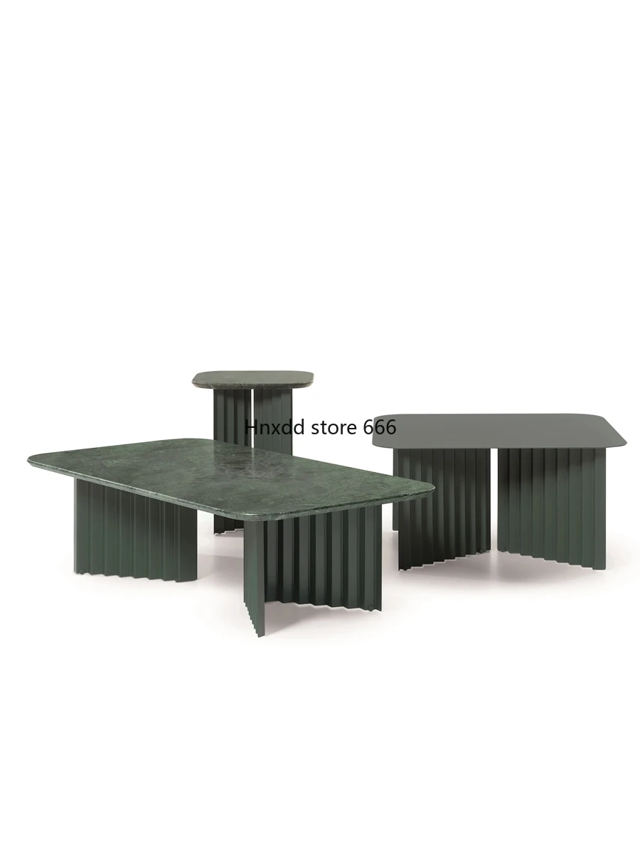 Outdoor garden long side few marble solid wood tea table rattan balcony