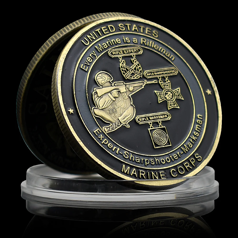 US Army  Sniper Rifle Soldier Commemorative Coin Medal with plastic case Fans Collect Gift - Rare