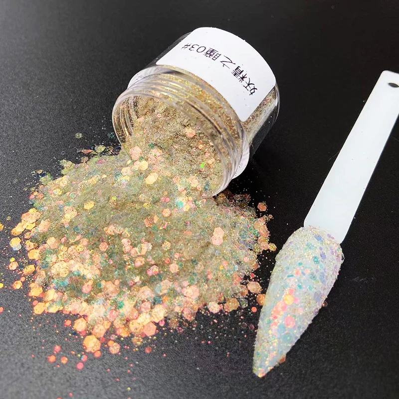 1Bottle(20ml)   Nail Art Mermaid Glitter Hexagon Paillette Sequins Flakes Sparkling Pigment Powder Manicure Decoration