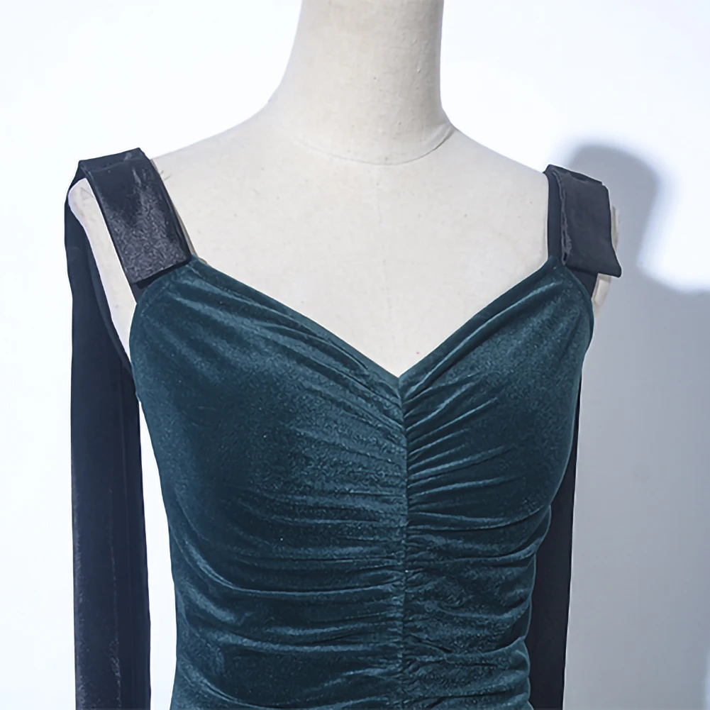 Sling Ballroom Dance Dress Practice Long Dress Sleeveless Stage Costume dark green Flamenco New wine red Backless