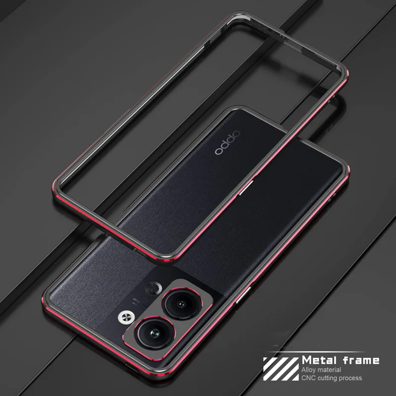 

Роскошный кожаный бампер для Oppo Reno 9/9 Pro/9 Pro + тонкий алюминиевый чехол с защитой для камеры