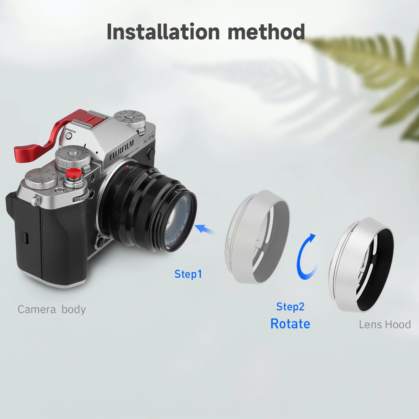 Haoge capa com lente de metal redonda para fujifilm xf 35mm 23mm f/2 r wr prata