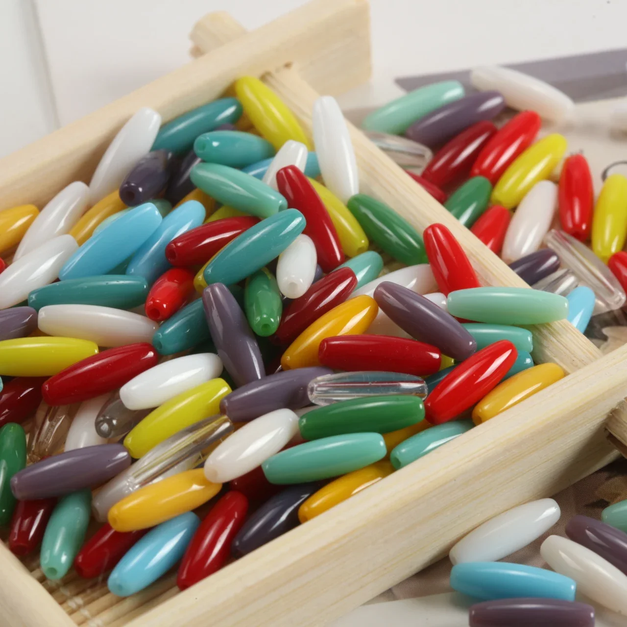 46/92G/Bag Domestic Super Excellent Glass Beads Oval Tube Beads Colorful Scattered Beads Handmade DIY Jewelry Bracelets