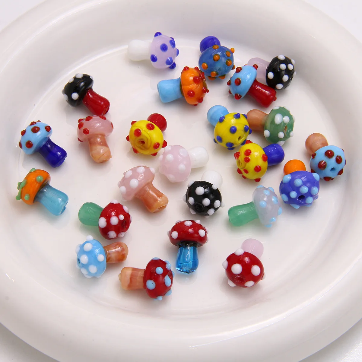 5 sztuk kolorowe bujne grzyby 17x12mm ręcznie robione Lampwork szklane luźne rzemiosło koraliki do tworzenia biżuterii DIY ustalenia akcesoria