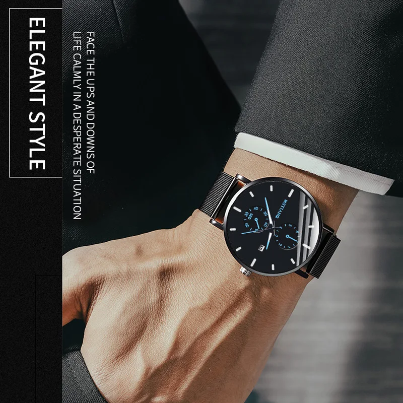 MSTIANQ – montre étanche à Quartz pour hommes, montre de haute qualité, Simple, mode, calendrier Ultra-mince, Business, acier inoxydable