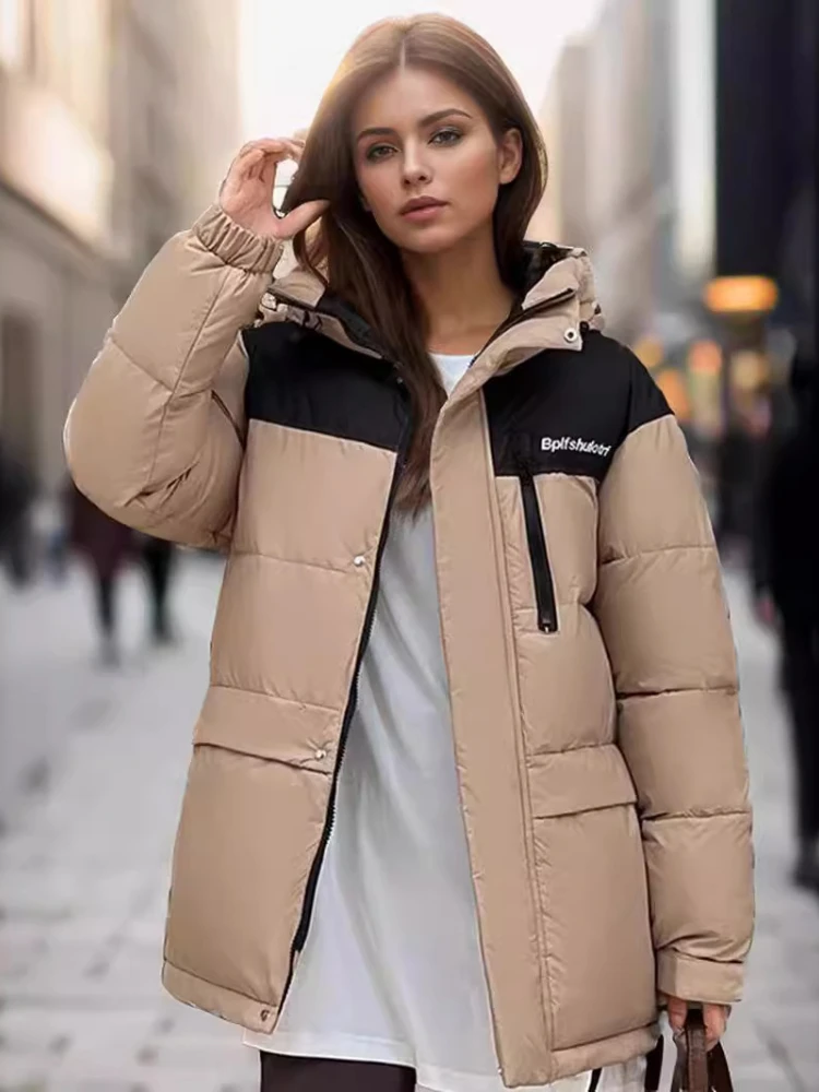 Winter Thick Puffer Jacket Women Streetwear Hooded Short Padded Coat Female Korean Loose Casual Short Parkas Mujer Outwear