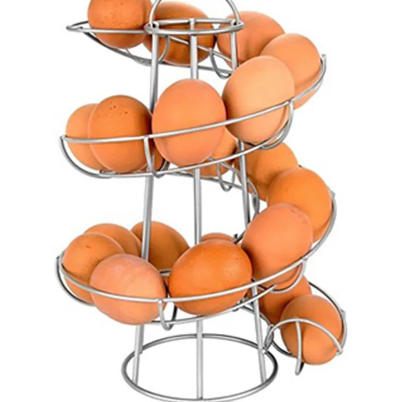 

Egg Storage Rack Iron Spiral Egg Holder Art Display Restaurant Basket Storage Rack Deluxe Spiraling Dispenser Basket Roller Rack