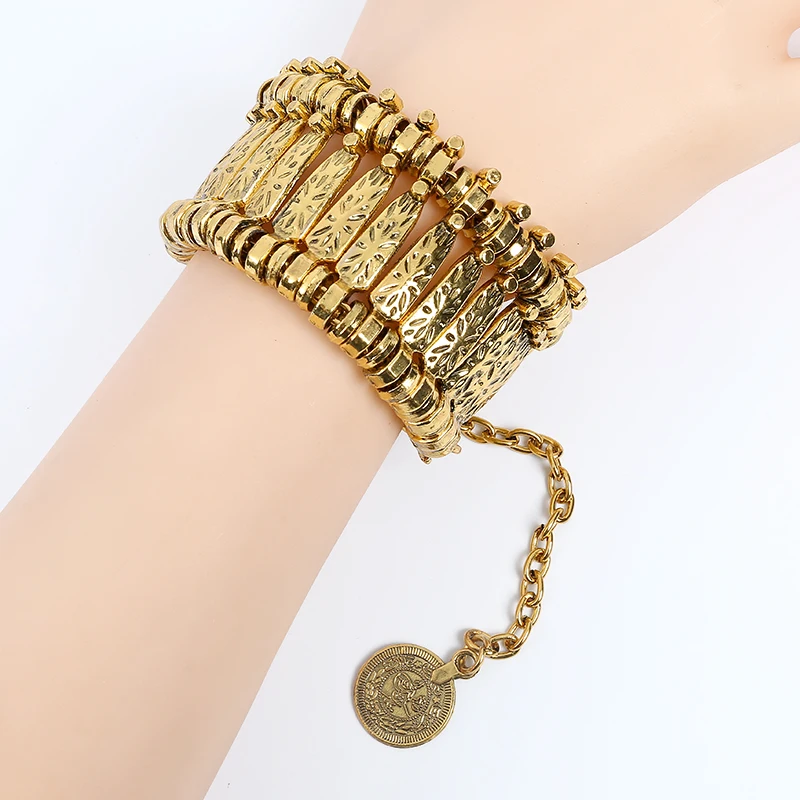 Fashion Ethnic Boho Bangles Bracelets For Women Multilayer Chain Link Gypsy Coin Vintage Beach Adjustable Bohemian Bracelet