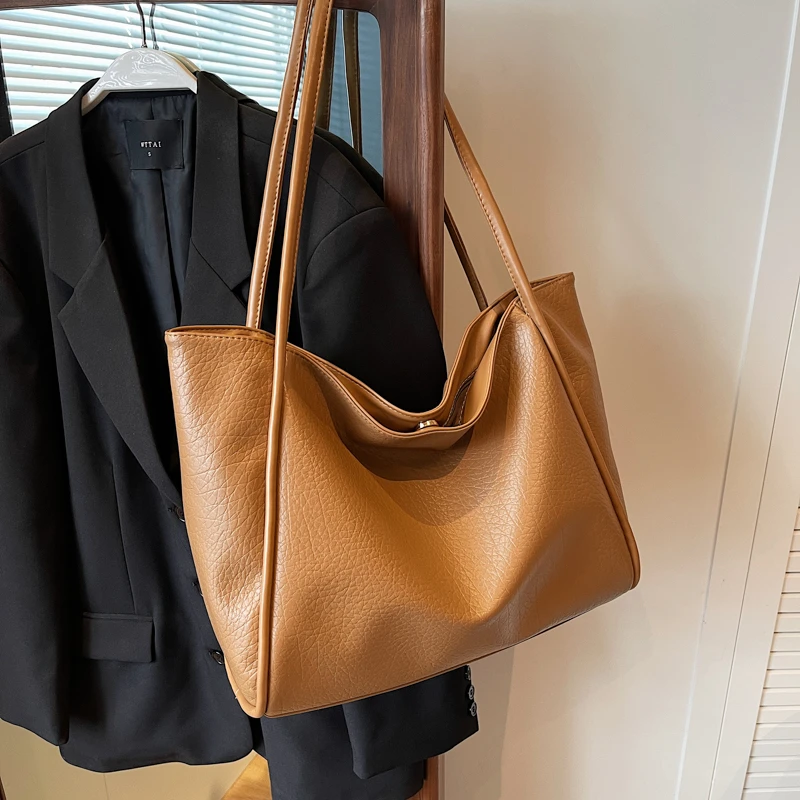 Weiche Leder frauen Tasche Hohe Kapazität Schulter Frauen Tasche Einfache Einfarbig Handtasche Geldbörse Weibliche Top-Griff Tasche Büro handtasche – Detail 7