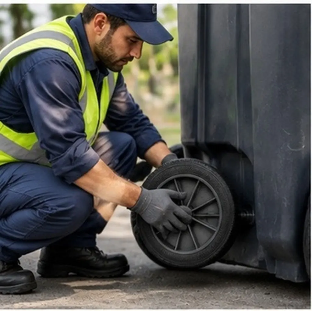 2Pcs PU Trash Can Wheels Replacement Heavy Duty Outdoor Large Garbage Bin Wheels Universal Axle Fit Waste Management Equipment