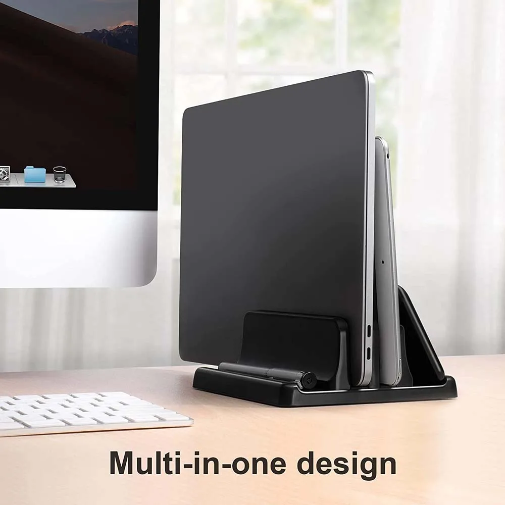 Dual-Slot Verstelbare Verticale Laptop Standhouder Verstelbare Desktop Notebook Dock Ruimtebesparend Voor Macbook Hp Dell Chrome boek
