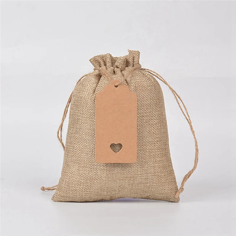 AA20-25 Pack Small Bags With Paper Tags Christmas New Year Party Favors Thanks Drawstring Bags Jewelry Packaging Bags