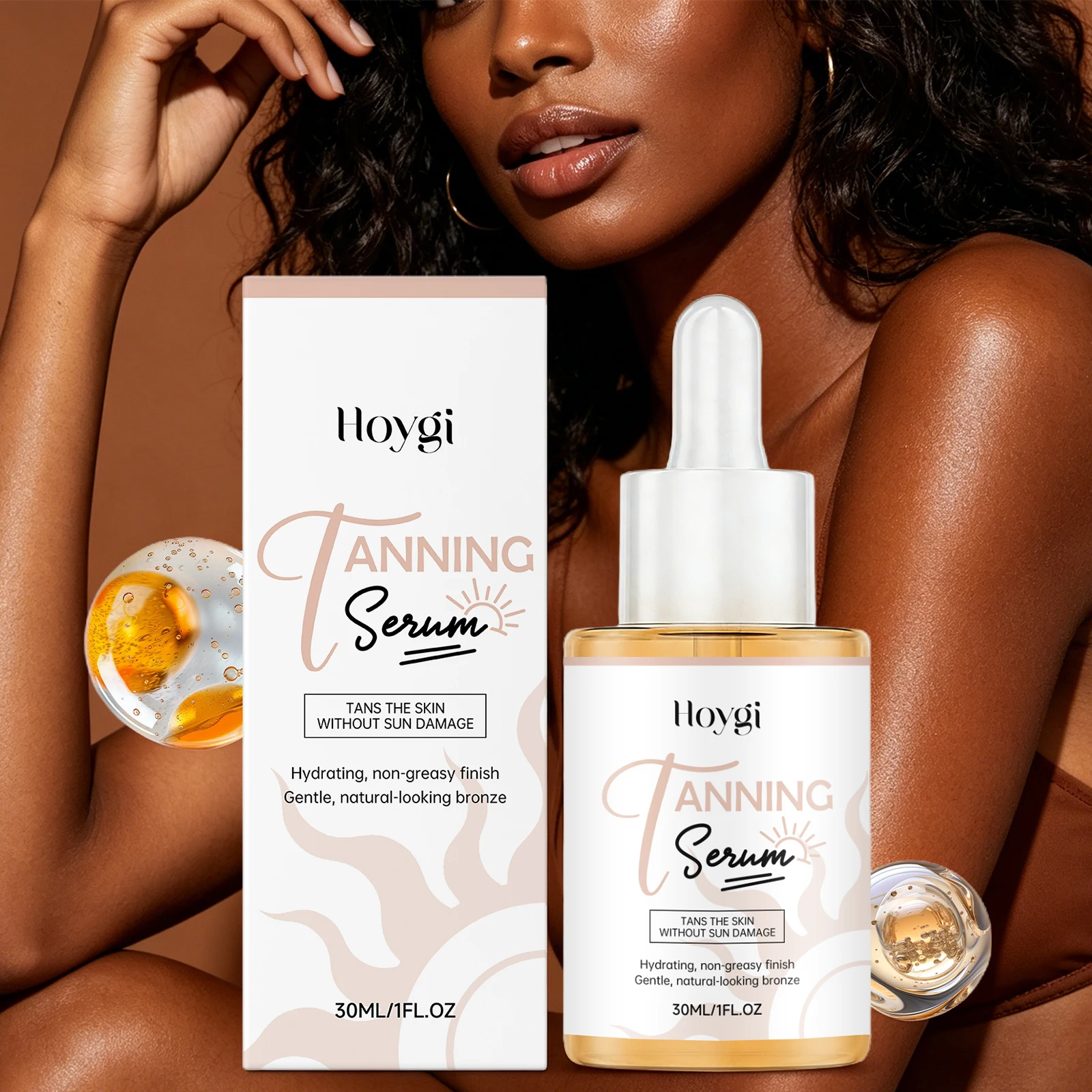 Tanning Serum Lasting Solarium Suntan Skin Moisturizing Fast Absorbing Sunless Bronzing Tanning Serum Natural-Looking Tanner