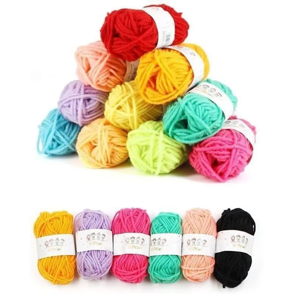 

12Pcs Handmade Knitting Acrylic Yarn Multicolored Soft Woven Thread Kids Crafts Yarn Ball Beginners