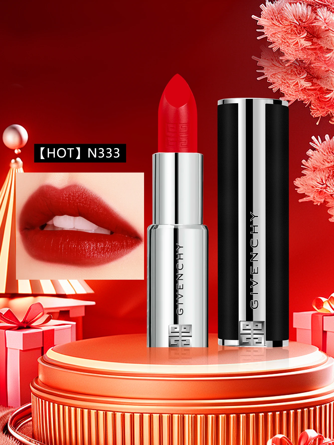

Интенсивная шелковая помада Givenchy Le Rouge Interdit # N333 # N306 Светящийся цвет шелковистой отделки 0,12 унции/3,4 г