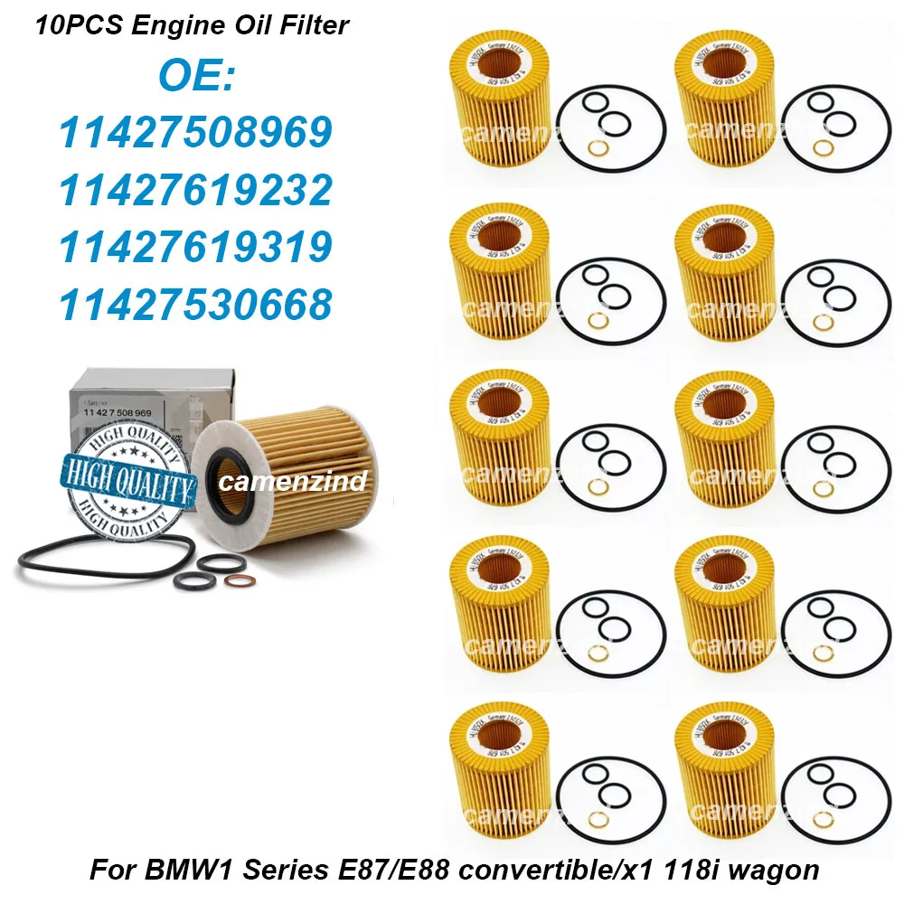 

10PCS Oil Filter 11427508969 11427619232 11427619319 11427530668 For BMW 1 Series E87 E88 convertible/3 Series E46 E90 Sedan
