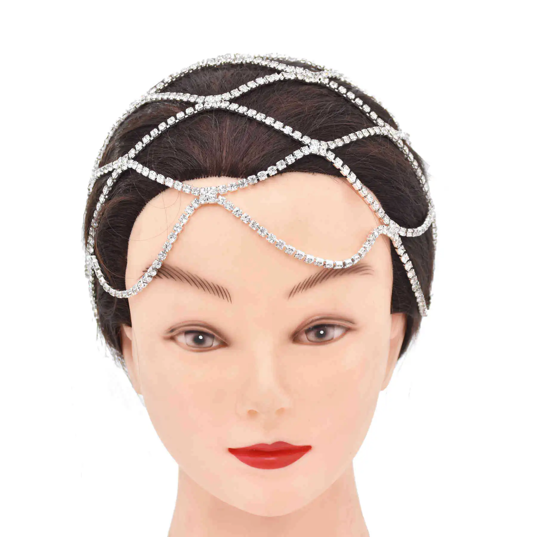 Rhinestone Chain Mesh Head Wear European And American Bride Wedding Hair Jewelry Bohemian Ethnic Tribal Head Accessory Gift