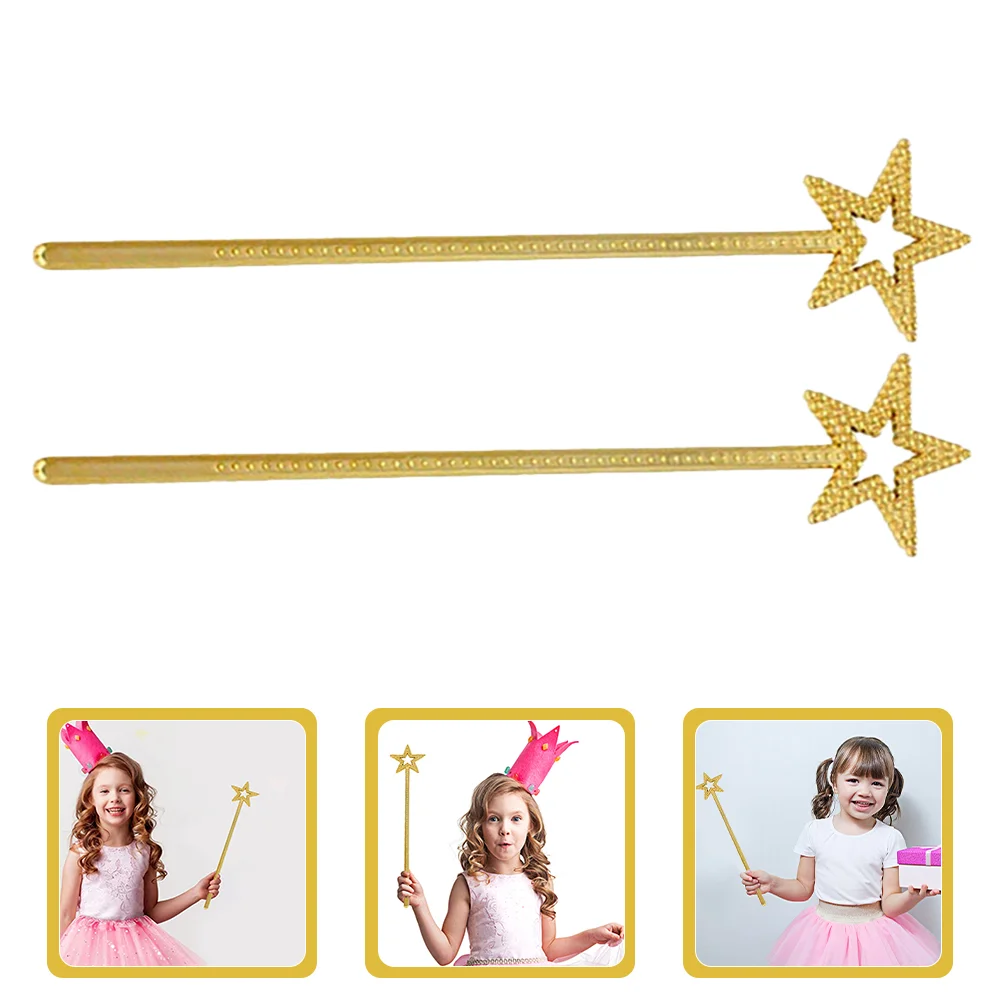 

2 Pcs Fairy Angel Princess Toys Kids Clothes Party Decorations Sticks Golden Favors Stage Performance Prop