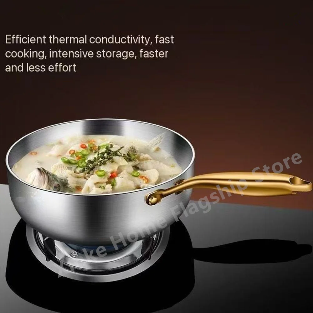 316 Stainless Steel Frying Pan Deepened Uncoated Wok NonStick Skillets Gas Stove Induction Cooker Universal Kitchen Cookware Pan