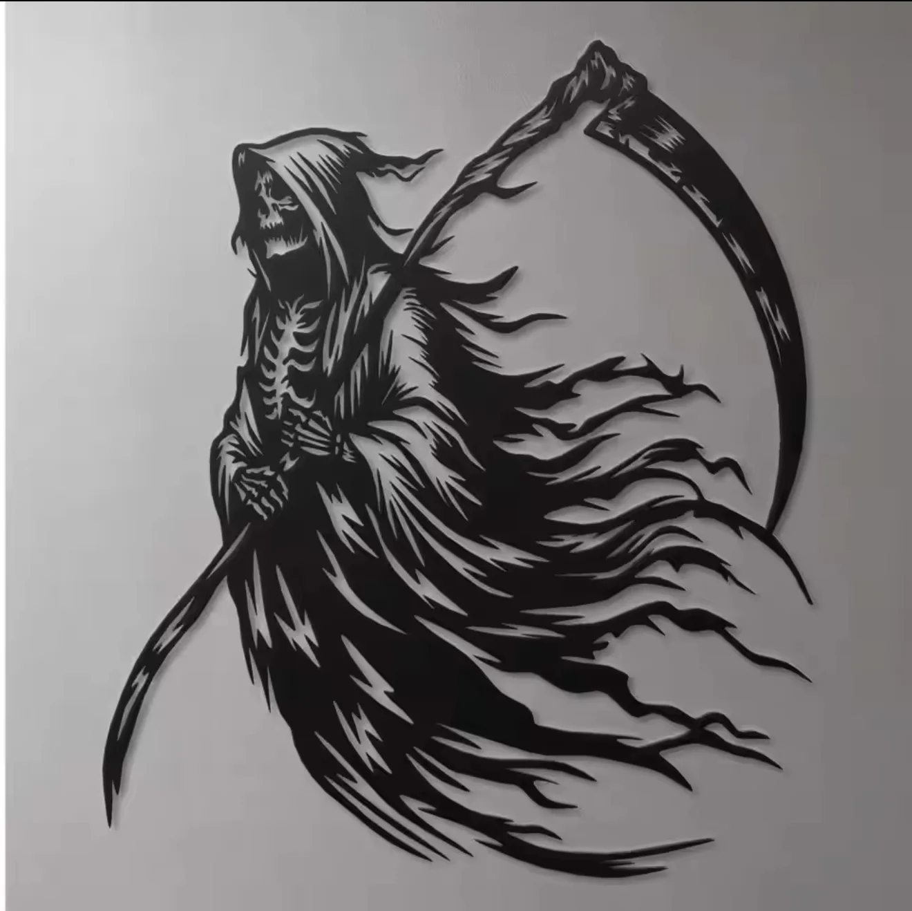 Minimalist Gothic Reaper Wall Sculpture, Stylish Decor for Living Room & Office