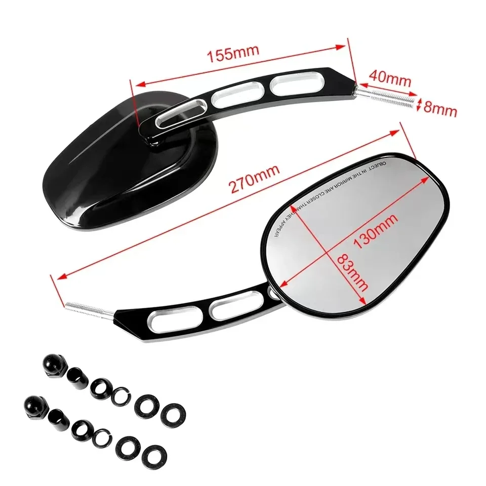 Pair For Harley 883 1200 48 Motorcycle Rearview Rear View Mirrors Glass Back Side Mirror Right Left