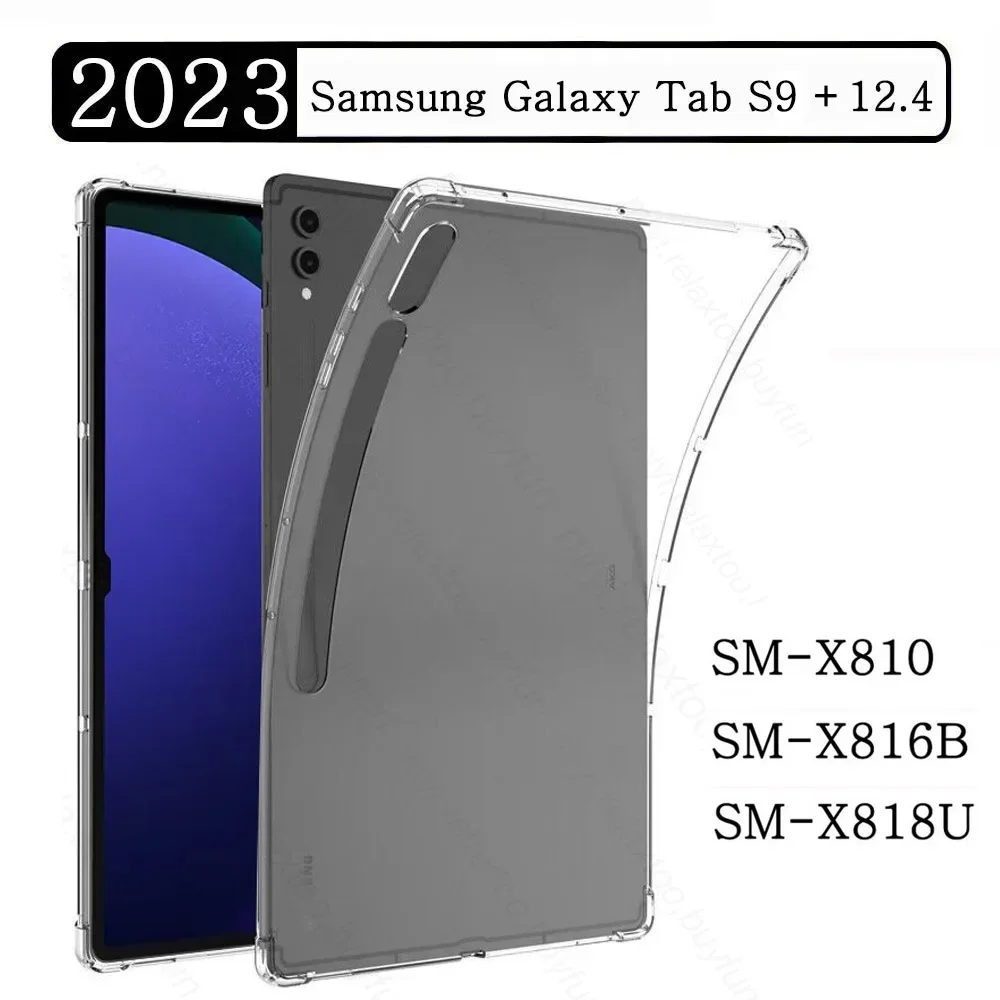 Soft Silicone Case For Samsung Galaxy Tab S9 Plus 12.4 2023 SM-X810 SM-X816B Tablet Case Flexible Shell Transparent Back Cover