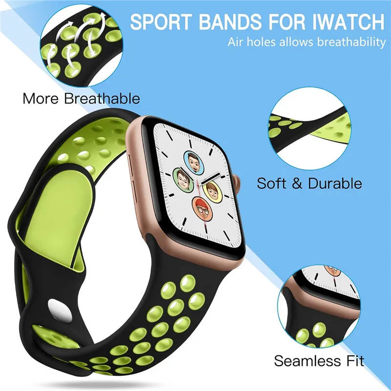 Strap For Apple Watch Band 49mm 44mm 45mm 42mm 41mm 38mm 40mm 46mm Silicone sports bracelet iwatch 10 9 8 SE 7 6 5 4 SE Ultra1/2