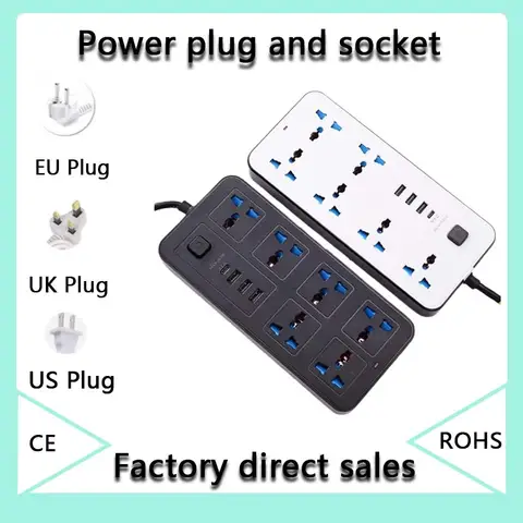 범용 전원 멀티 탭 플러그, AC C타입 USB 포트 충전 전기 소켓, EU 미국 영국 콘센트 멀티탭, 1.8m 익스텐션 코드