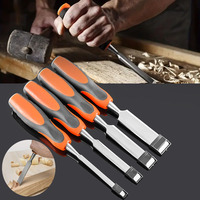 4pcs/Set Wood Carving Set Professional CR-V Wood Chisel Tool Steel Striking Cap Woodworking Carving Gouge DIY Hand Tools