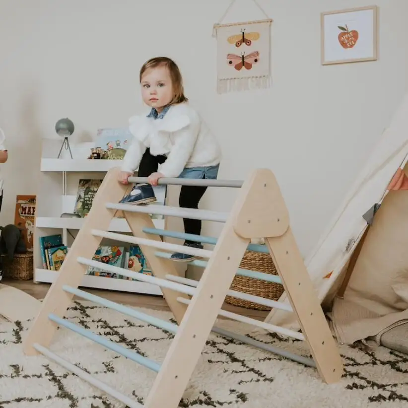 Wooden montessori climber and balance board for kids used  wood montessori toy