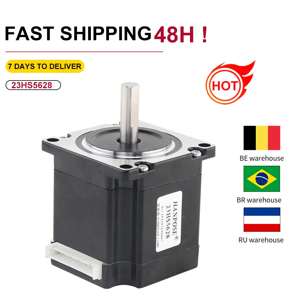 Nema 23 Stepper Motor 4-lead 165 Oz-in 56mm 126N.CM 2.8A 6.35mm or 8mm shaft 23HS5628  black motor 57 step motor nema23