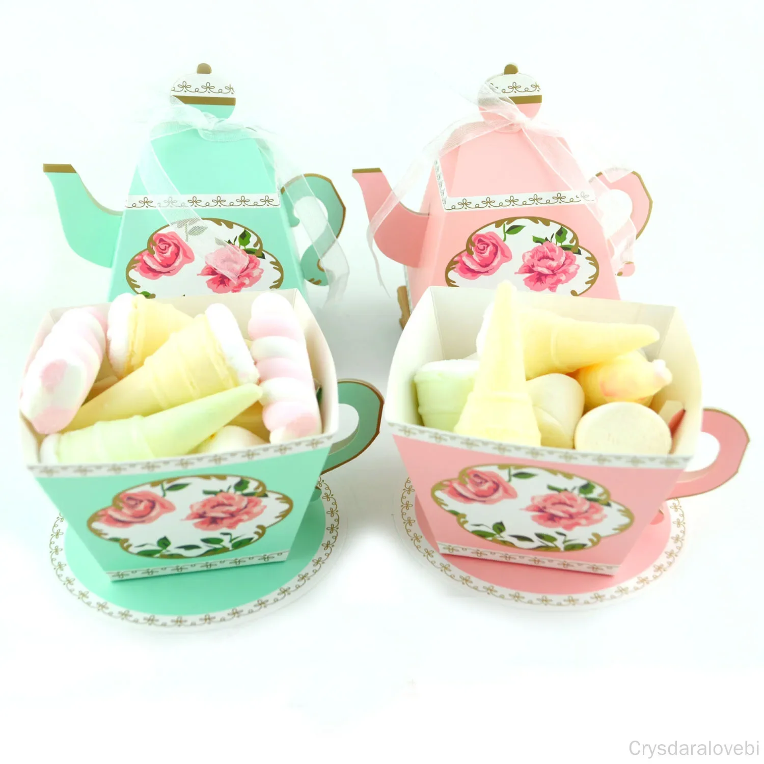 

100PCS Creative European Teacup Teapot Wedding Candy Box Personalized Paper Cup Pastry Box Rose Teacup Wedding Candy Box