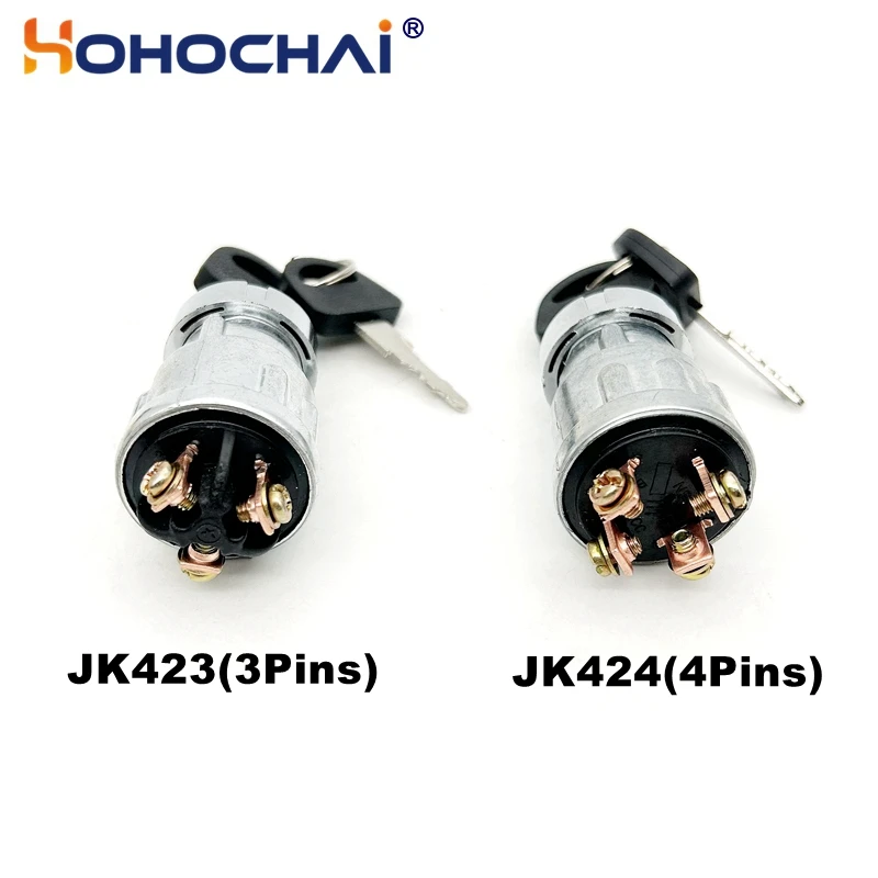 JK423 JK424 Universal Car Boat 12V 3/4 Position Ignition Start Switch Key Lock Suitable for Petrol Engine Farm Machines