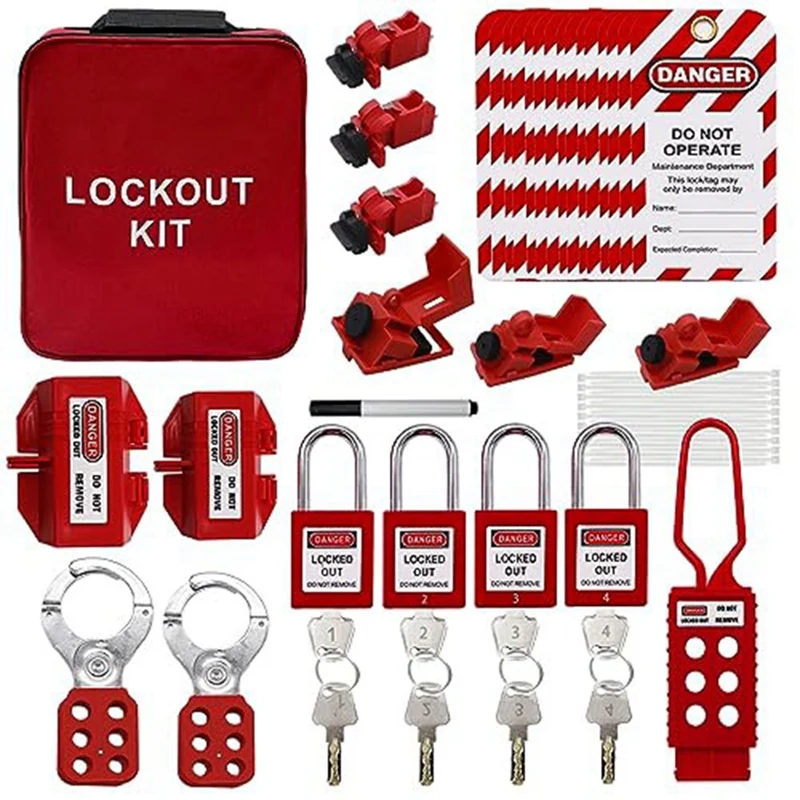 

1Set Lockout Tagout Kit Clamp-On Circuit Breaker Lockout Safety Padlocks, Lockout Tag Circuit Breaker Lockout